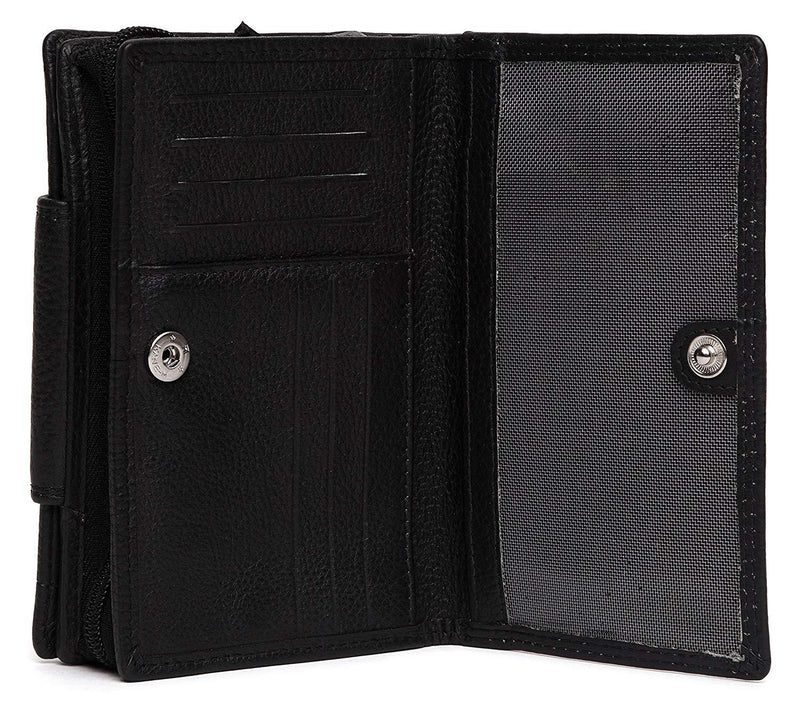 WildHorn® Black Genuine Leather Wallets for Women - WILDHORN