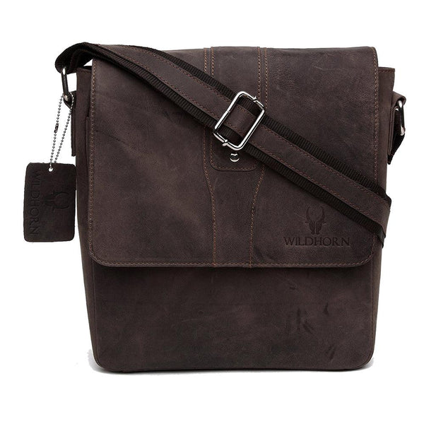 WildHorn Leather 24.9936 cms Brown Messenger Bag (MB254) - WILDHORN