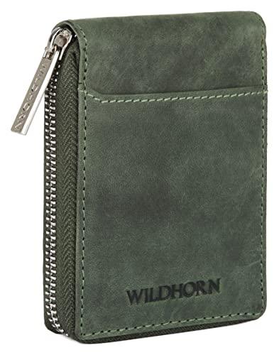 WILDHORN Leather 9 Slot Vertical Credit Debit Card Holder for Men & Women I Zipper Money Wallet I Coin Purse I External ID Slot I Cash Compartment - WILDHORN