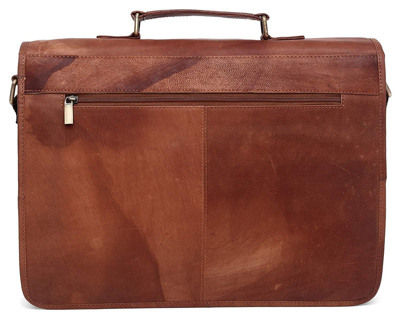WildHorn Tan Vintage 100% Genuine Leather Laptop Messenger Bag.Dimension : L-16 inch W-4 inch H-12 inch - WILDHORN