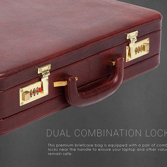 WildHorn® 100% Genuine Leather Premium Briefcase Attache Bag|Office|Meeting (Dimension : 17 x 12.5 x 4 Inch) - WILDHORN