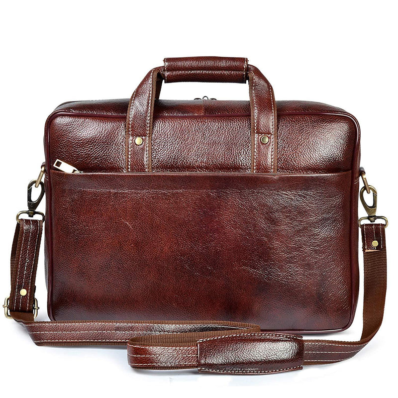 Wildhorn Genuine Leather Brown 15.6 inch Briefcase Laptop Bag for Men with Padded Compartment | Leather Travel Messenger Bag with Laptop Compartment(MB596) - WILDHORN