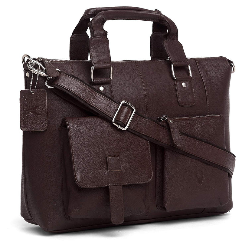 WildHorn Brown 100% Leather Men Laptop Messenger Bag - WILDHORN