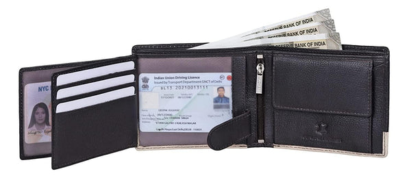 NAPA HIDE Leather Wallet for Men I RFID Protected I 11 Card Slots I 2 Transparent ID Windows I 1 Zipper Compartment