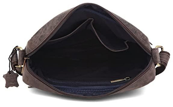 WILDHORN Leather Men's sling Bag I Messenger Bag I Zipper Crossbody Shoulder Satchel Bags for Work Business & Travel Dimension: L- 11 inch H- 12.5 inch W- 2.5 inch - WILDHORN