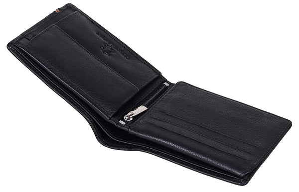 NAPA HIDE Leather Wallet for Men I 6 Card Slots I 2 Currency Compartment I 1 Transparent ID Window I 1 Zip Compartment