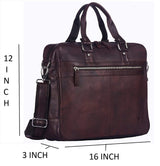 WildHorn 100% Genuine Leather Brown 16 inch Laptop Messenger Bag for Men Dimension : L-16 inch W-3 inch H-12 inch - WILDHORN