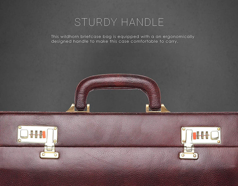 WildHorn® 100% Genuine Leather Premium Briefcase Attache Bag|Office|Meeting (Dimension : 17 x 12.5 x 3 Inch) - WILDHORN