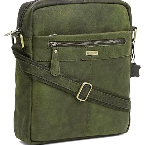 WILDHORN Leather Men's sling Bag I Messenger Bag I Zipper Crossbody Shoulder Satchel Bags for Work Business & Travel Dimension: L- 11 inch H- 12.5 inch W- 2.5 inch - WILDHORN