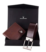 WildHorn® RFID Protected Genuine High Quality Brown Leather Wallet & Belt Combo for Men - WILDHORN