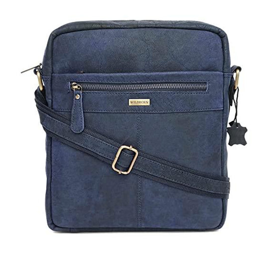 WILDHORN Leather Men's sling Bag I Messenger Bag I Zipper Crossbody Shoulder Satchel Bags for Work Business & Travel Dimension: L- 11 inch H- 12.5 inch W- 2.5 inch - WILDHORN