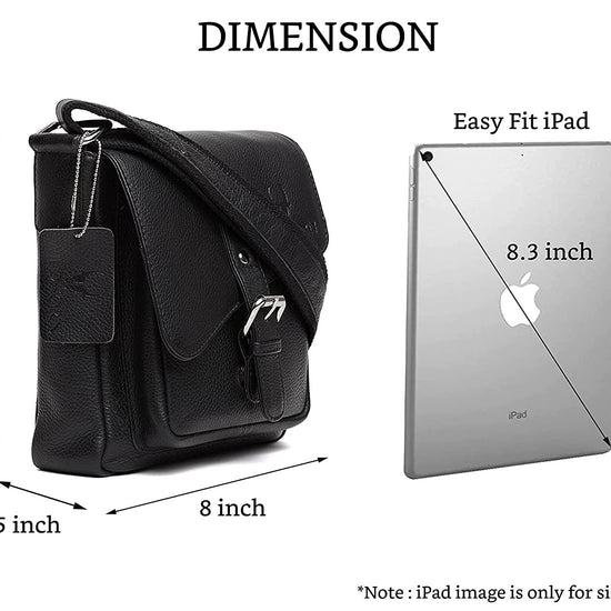 WILDHORN® Original Leather 9 inch Sling Bag for Men I Multipurpose Crossbody Bag I Travel Bag with Adjustable Strap I DIMENSION: L- 8 inch H- 9 inch W- 3 inch - WILDHORN