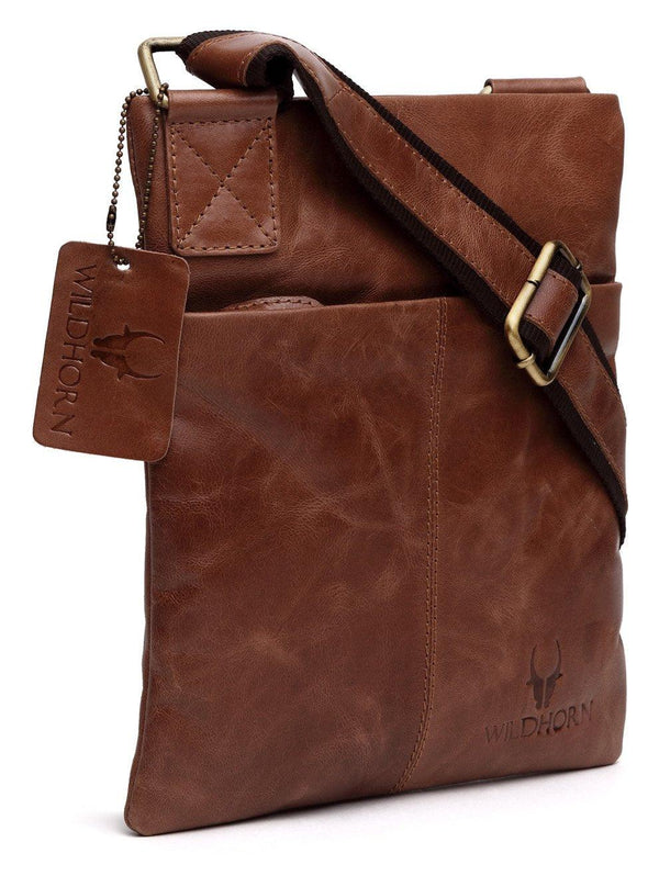 WILDHORN® 100% Genuine Leather Sling Messenger Bag for Men