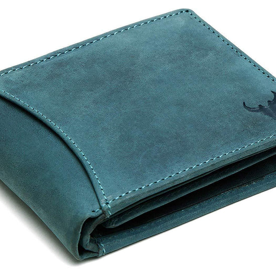 Napa Hide RFID Protected Genuine High Quality Leather Wallet & Pen Combo for Men (BLUE HUNTER) - WILDHORN