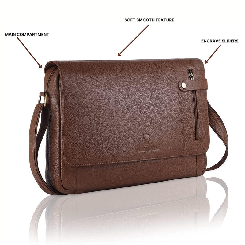 Wildhorn Genuine Leather 14.5 Inch Laptop Messenger Bag for Men|Everyday Crossbody Shoulder Office Travel Messenger Bag - WILDHORN