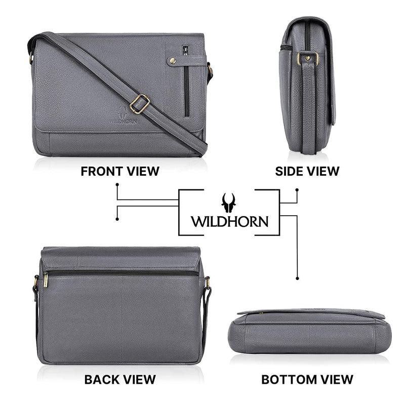 Wildhorn Genuine Leather 14.5 Inch Laptop Messenger Bag for Men|Everyday Crossbody Shoulder Office Travel Messenger Bag - WILDHORN