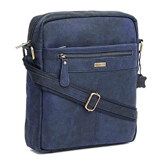WILDHORN Leather Men's sling Bag I Messenger Bag I Zipper Crossbody Shoulder Satchel Bags for Work Business & Travel Dimension: L- 11 inch H- 12.5 inch W- 2.5 inch - WILDHORN