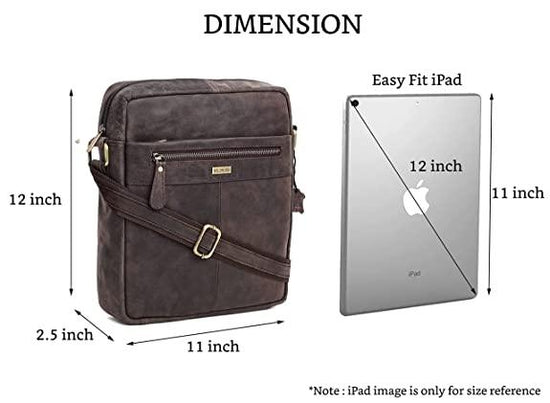 WILDHORN Leather Men's sling Bag I Messenger Bag I Zipper Crossbody Shoulder Satchel Bags for Work Business & Travel Dimension: L- 11 inch H- 12.5 inch W- 2.5 inch - WILDHORN