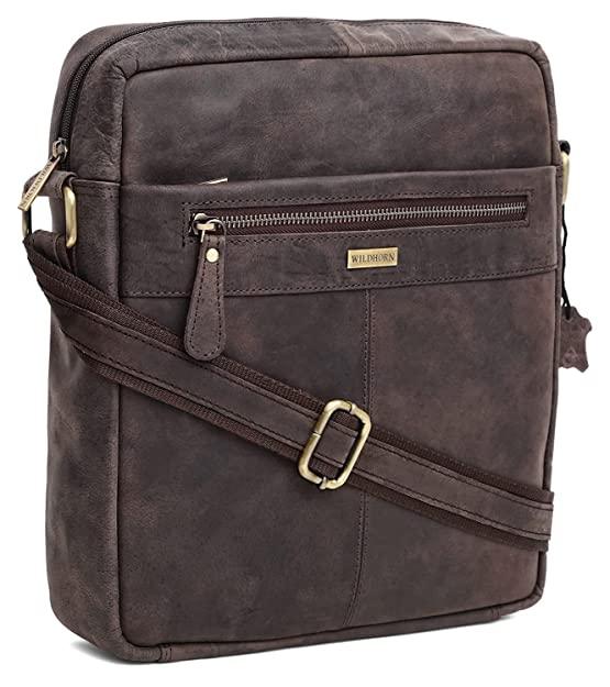WILDHORN Leather Men's sling Bag I Messenger Bag I Zipper Crossbody Shoulder Satchel Bags for Work Business & Travel Dimension: L- 11 inch H- 12.5 inch W- 2.5 inch - WILDHORN