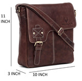 WildHorn Leather 25.4 cms Brown Messenger Bag (MB098 Brown Cackle) - WILDHORN