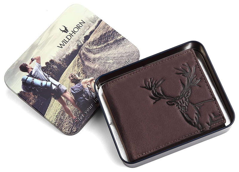 WILDHORN® Antlers Hunter Leather Wallet for Men (TAN)