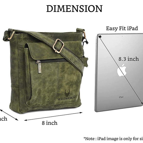WILDHORN Leather Sling Messenger Bag for Men. DIMENTION : L-8 inch W-3 inch H-9 inch - WILDHORN
