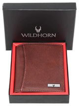 WildHorn Men's Top Grain Portrait Leather Ultra Strong Stitching Handcrafted RFID Blocking Wallet with 2 Transparent ID Windows Slots, 11 Card Slots and Zip Compartment - WILDHORN