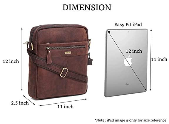 WILDHORN Leather Men's sling Bag I Messenger Bag I Zipper Crossbody Shoulder Satchel Bags for Work Business & Travel Dimension: L- 11 inch H- 12.5 inch W- 2.5 inch - WILDHORN