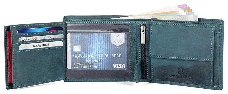 Napa Hide RFID Protected Genuine High Quality Leather Wallet & Pen Combo for Men (BLUE HUNTER) - WILDHORN
