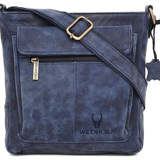 WILDHORN Leather Sling Messenger Bag for Men. DIMENTION : L-8 inch W-3 inch H-9 inch - WILDHORN