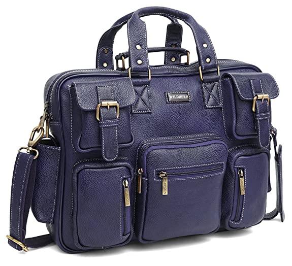 WILDHORN Leather Briefcase for Men I Computer Bag Laptop Bag I Business Travel Messenger Bag For Men l Large 16.5 Inch For Daily Use