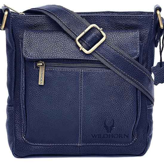 WILDHORN Leather Sling Messenger Bag for Men. DIMENTION : L-8 inch W-3 inch H-9 inch - WILDHORN