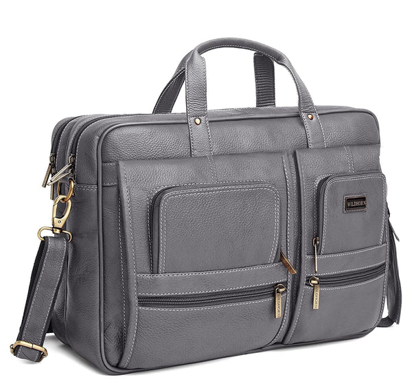 WILDHORN® Classic Leather Laptop(15.5") Messenger Bag for Men I Office Bags I Travel Bags I Carry Handle with Adjustable Strap I DIMENSION : L-16 inch W-4 inch H-12 inch