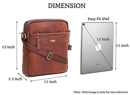 WILDHORN Leather Men's sling Bag I Messenger Bag I Zipper Crossbody Shoulder Satchel Bags for Work Business & Travel Dimension: L- 11 inch H- 12.5 inch W- 2.5 inch - WILDHORN