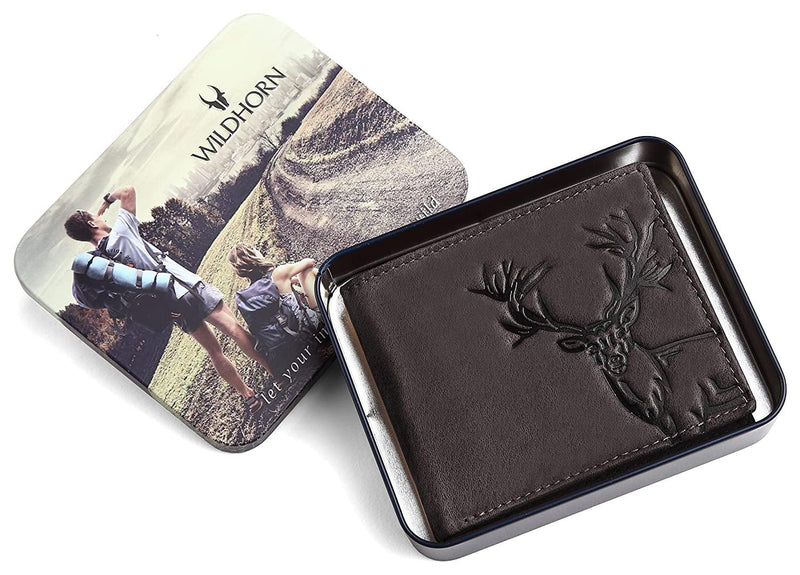 WILDHORN® Antlers Hunter Leather Wallet for Men (TAN)