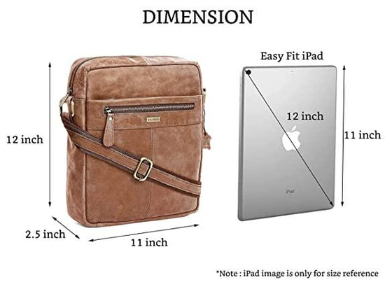 WILDHORN Leather Men's sling Bag I Messenger Bag I Zipper Crossbody Shoulder Satchel Bags for Work Business & Travel Dimension: L- 11 inch H- 12.5 inch W- 2.5 inch - WILDHORN