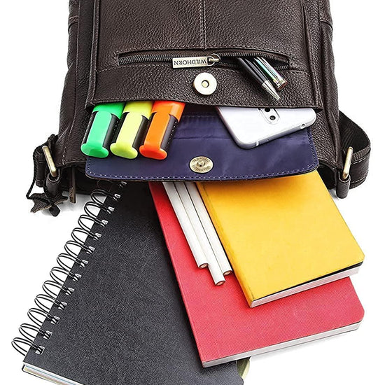 WILDHORN Leather Sling Messenger Bag for Men. DIMENTION : L-8 inch W-3 inch H-9 inch - WILDHORN