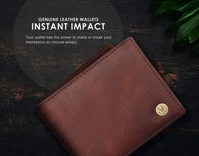 WildHorn® RFID Protected Genuine High Quality Leather Wallet Keychain & Pen Combo for Men