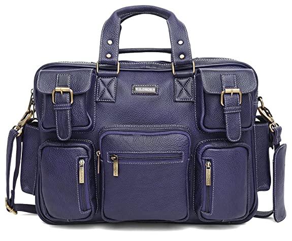 WILDHORN Leather Briefcase for Men I Computer Bag Laptop Bag I Business Travel Messenger Bag For Men l Large 16.5 Inch For Daily Use