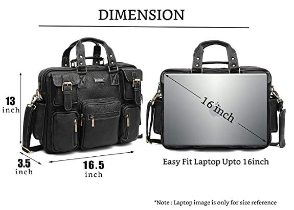 WILDHORN Leather Briefcase for Men I Computer Bag Laptop Bag I Business Travel Messenger Bag For Men l Large 16.5 Inch For Daily Use