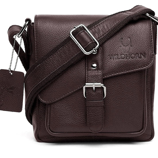 WILDHORN® Original Leather 9 inch Sling Bag for Men I Multipurpose Crossbody Bag I Travel Bag with Adjustable Strap I DIMENSION: L- 8 inch H- 9 inch W- 3 inch - WILDHORN