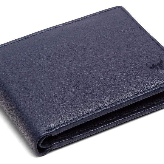 Napa Hide RFID Protected Genuine High Quality Leather Wallet & Pen Combo for Men (BLUE NAPA) - WILDHORN