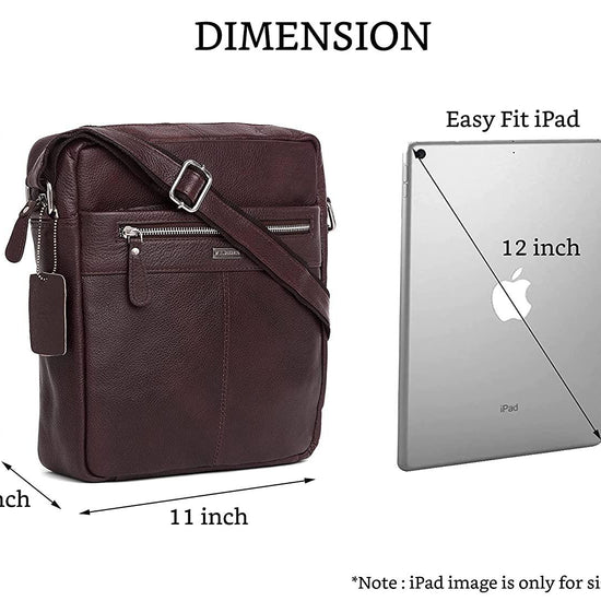 WILDHORN Leather Men's sling Bag I Messenger Bag I Zipper Crossbody Shoulder Satchel Bags for Work Business & Travel Dimension: L- 11 inch H- 12.5 inch W- 2.5 inch - WILDHORN