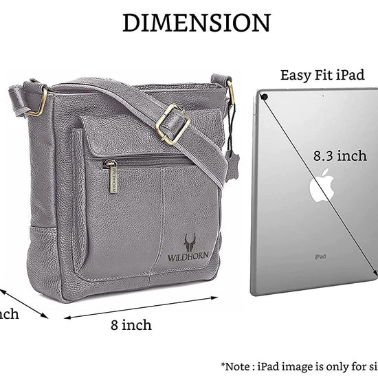 WILDHORN Leather Sling Messenger Bag for Men. DIMENTION : L-8 inch W-3 inch H-9 inch - WILDHORN