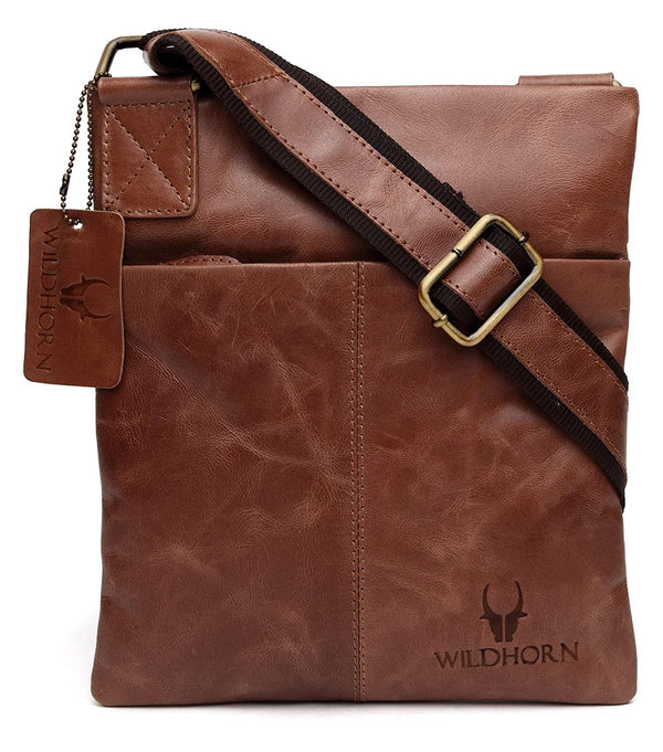 WILDHORN® 100% Genuine Leather Sling Messenger Bag for Men