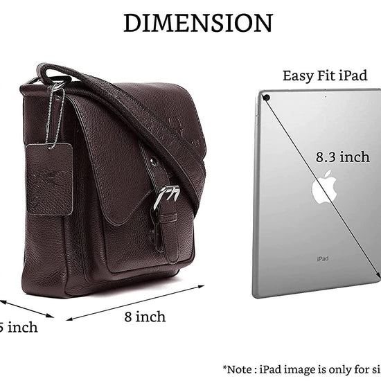 WILDHORN® Original Leather 9 inch Sling Bag for Men I Multipurpose Crossbody Bag I Travel Bag with Adjustable Strap I DIMENSION: L- 8 inch H- 9 inch W- 3 inch - WILDHORN