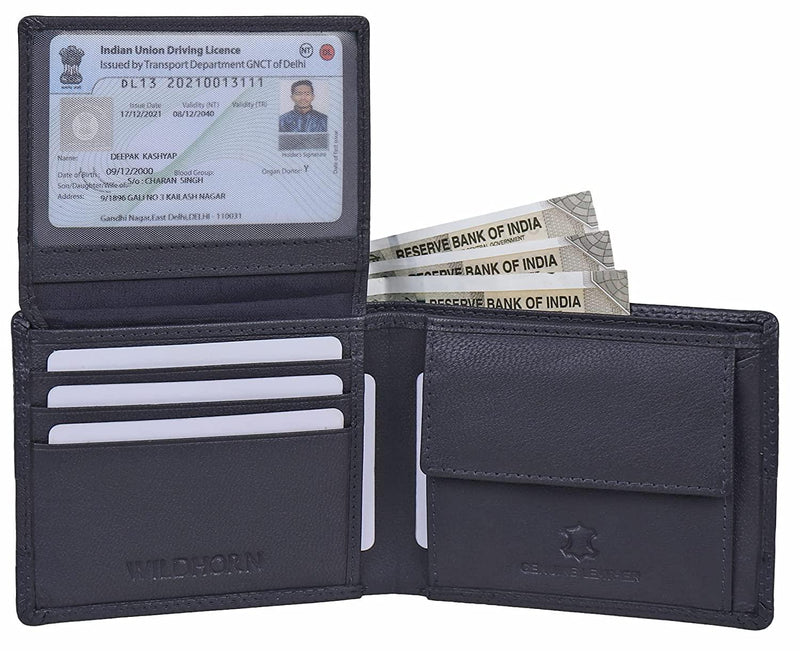 WildHorn Top Grain Leather Wallet for Men | Ultra Strong Stitching | Handcrafted | RFID Blocking | 6 Card Slots | 2 ID Slots - WILDHORN