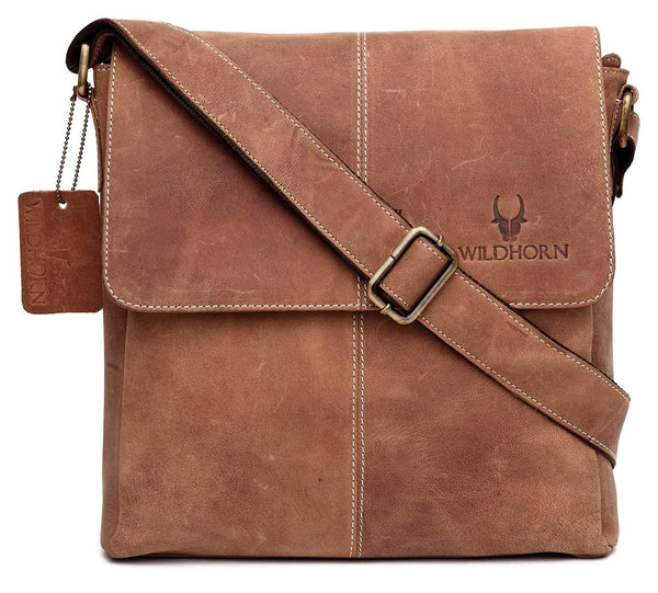 WILDHORN® 100% Genuine Leather Sling Messenger Bag for Men
