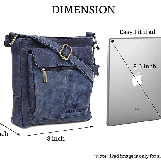 WILDHORN Leather Sling Messenger Bag for Men. DIMENTION : L-8 inch W-3 inch H-9 inch - WILDHORN