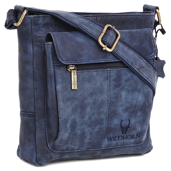 WILDHORN Leather Sling Messenger Bag for Men. DIMENTION : L-8 inch W-3 inch H-9 inch - WILDHORN